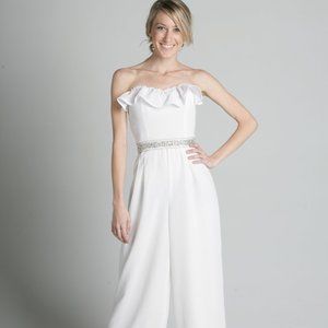 White Wide Leg Formal Romper | Wedding | Bridal